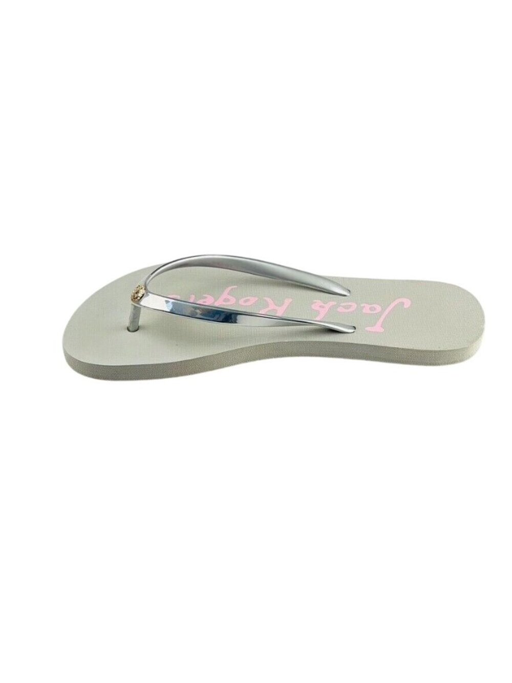 Jack Rogers Silver & Gray Flip-Flops With Pink Logo Womens Beach Sandals Size 9 - Picture 7 of 11